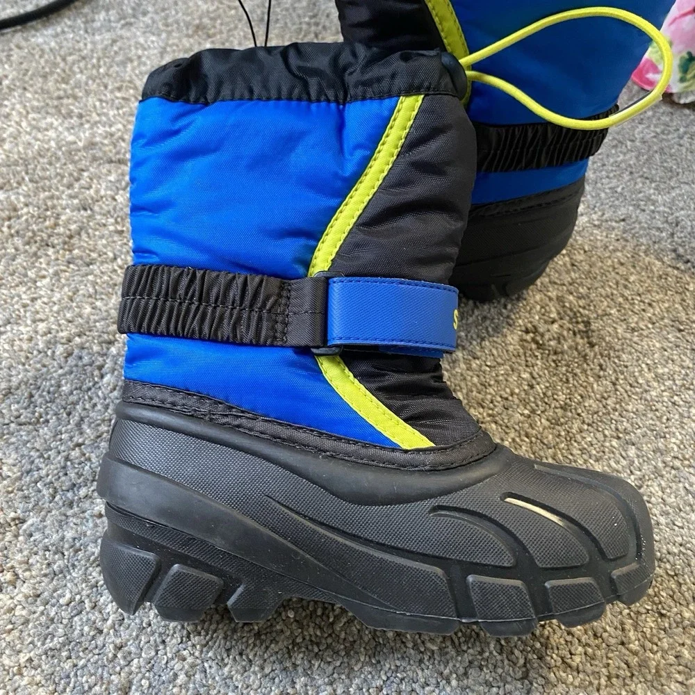 Sorel Winter Snow Boots Kids Sz 12  Blue Waterproof Felt Insulated Cold Weather